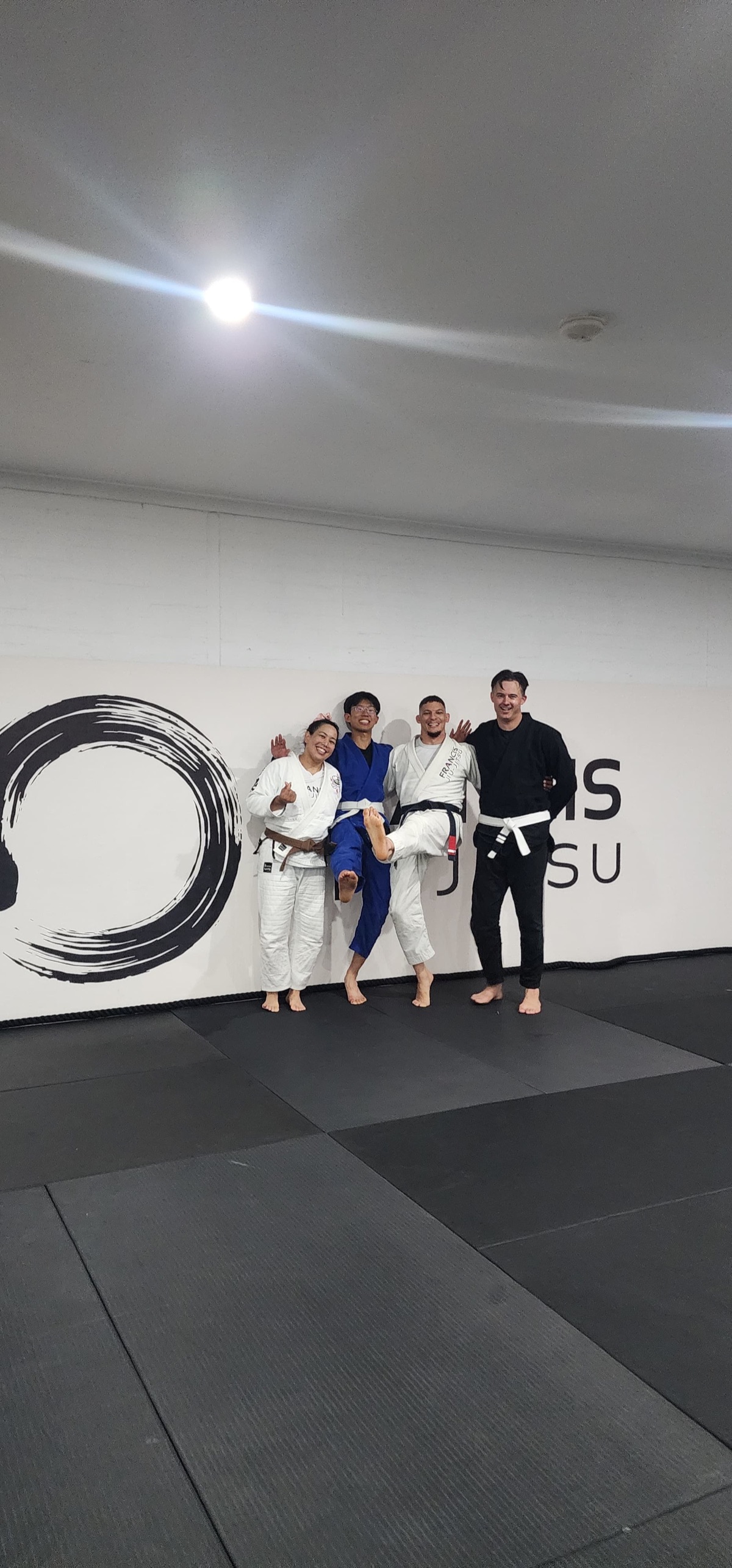 Four FJJ members having fun after training
