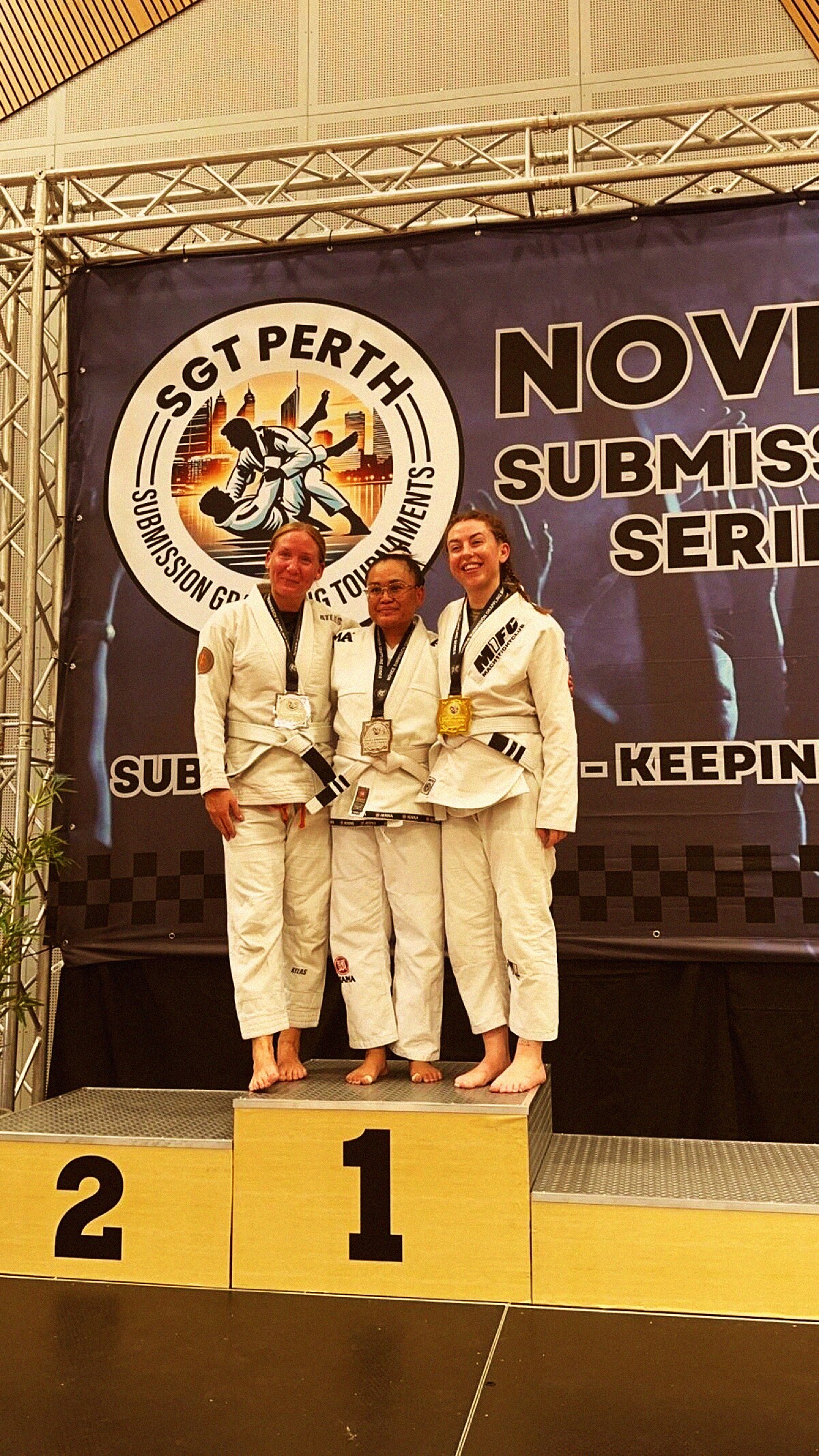 FJJ women competitors with medals at SGT Perth Submission Series